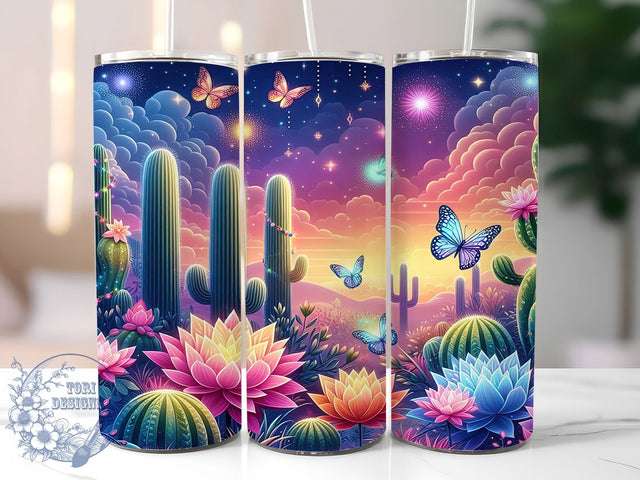 Neon Cactus Desert Vibes Tumbler Wrap, Succulent Tumbler Wrap, 20oz Sublimation Design, Bright Plant Tumbler, Desert Vibes Cup, Colorful Cactus Wrap, Boho Plant Tumbler Sublimation ToriDesigns 