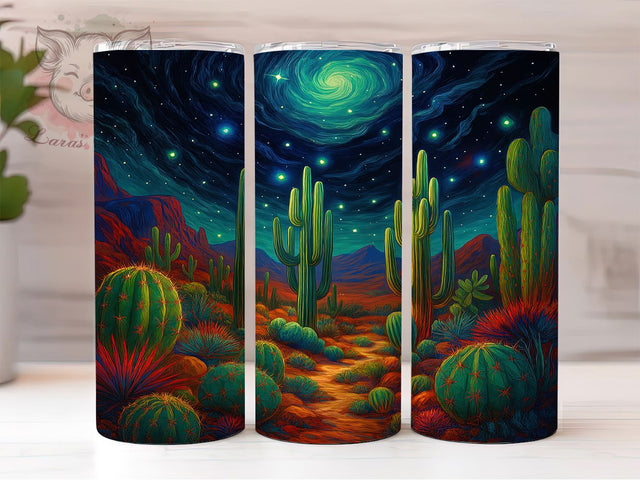 Neon Cactus Southwest Desert Tumbler Wrap, Glowing Cactus Design, Modern Southwest Art, Neon Plant Cup, Trendy Succulent Gift, Vibrant Desert Wrap, Retro Cactus Sublimation Sublimation Lara' s Designs 