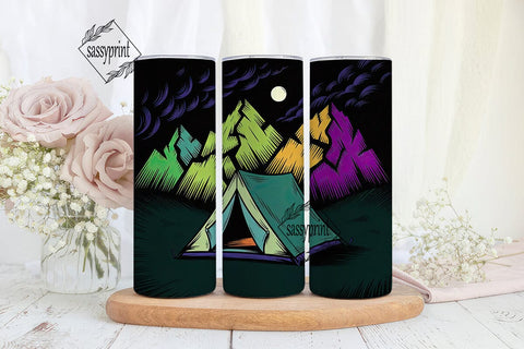 Neon Camping Adventure 20oz Tumbler Wrap Sublimation sassyprint 
