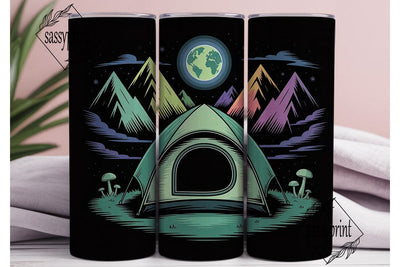 Neon Camping Adventure 20oz Tumbler Wrap Sublimation sassyprint 
