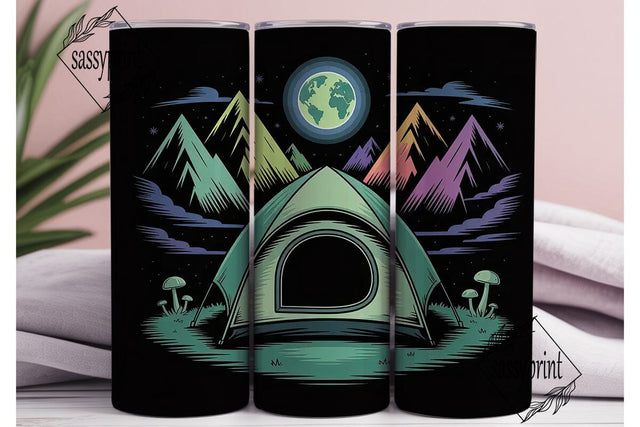 Neon Camping Adventure 20oz Tumbler Wrap Sublimation sassyprint 