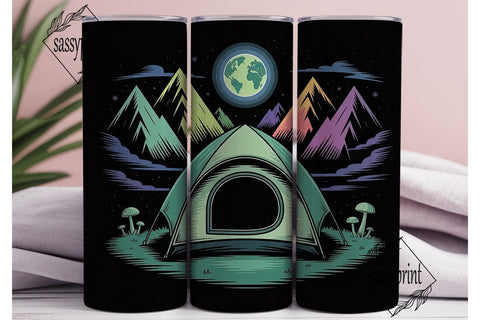 Neon Camping Adventure 20oz Tumbler Wrap Sublimation sassyprint 