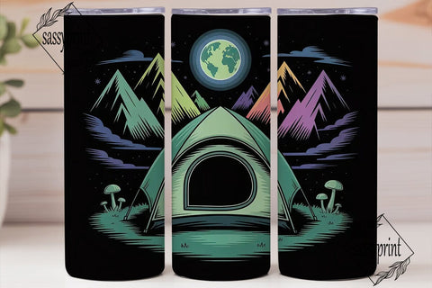 Neon Camping Adventure 20oz Tumbler Wrap Sublimation sassyprint 