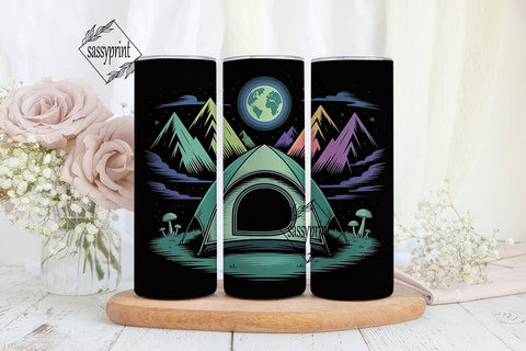 Neon Camping Adventure 20oz Tumbler Wrap Sublimation sassyprint 