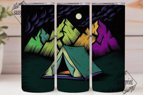 Neon Camping Adventure 20oz Tumbler Wrap Sublimation sassyprint 