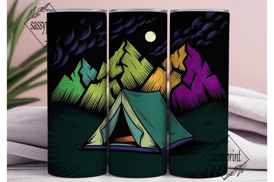 Neon Camping Adventure 20oz Tumbler Wrap Sublimation sassyprint 