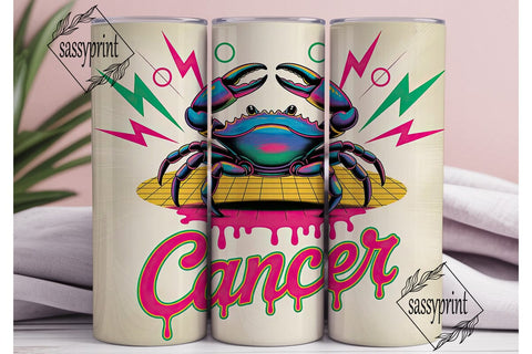 Neon Cancer Zodiac 20oz Tumbler Wrap Sublimation sassyprint 
