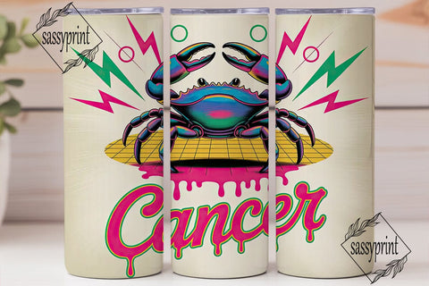 Neon Cancer Zodiac 20oz Tumbler Wrap Sublimation sassyprint 