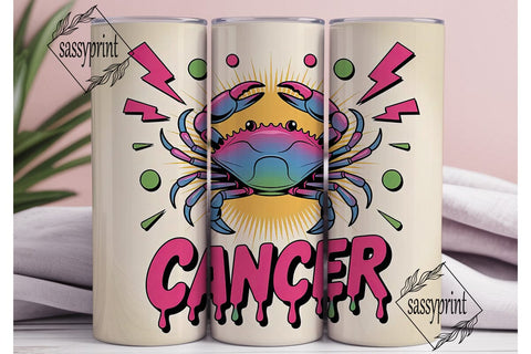Neon Cancer Zodiac 20oz Tumbler Wrap Sublimation sassyprint 