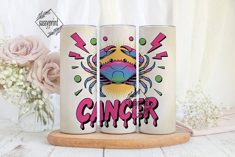 Neon Cancer Zodiac 20oz Tumbler Wrap Sublimation sassyprint 