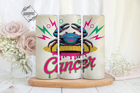 Neon Cancer Zodiac 20oz Tumbler Wrap Sublimation sassyprint 