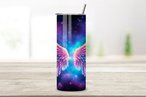 Neon Celestial Wings Tumbler Wrap | Sublimation PNG design Sublimation FloridPrintables 