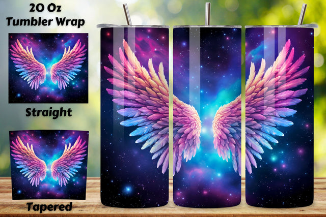 Neon Celestial Wings Tumbler Wrap | Sublimation PNG design Sublimation FloridPrintables 
