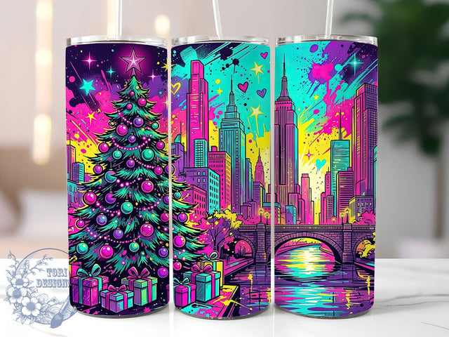 Neon Christmas City 20oz Tumbler, Neon Christmas City, Neon Christmas PNG, Christmas City PNG, Neon City Tumbler, Christmas City, Neon City PNG, 20oz Tumbler Wrap Sublimation ToriDesigns 