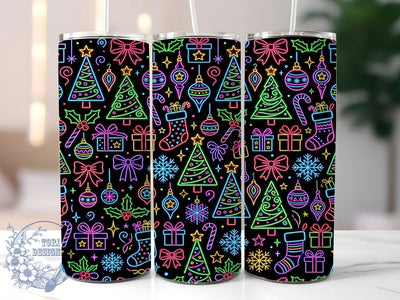 Neon Christmas Pattern 20oz Tumbler, Neon Christmas, Christmas Pattern, Neon Pattern, Neon Tumbler, Christmas Neon PNG, Neon Christmas PNG, 20oz Tumbler Wrap Sublimation ToriDesigns 