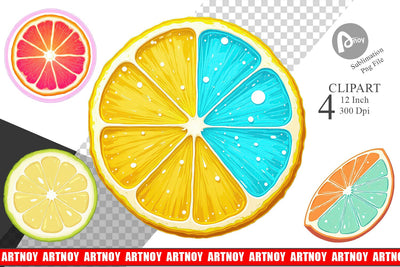 Neon Citrus Clipart Sublimation artnoy 