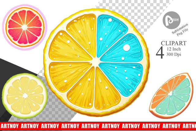 Neon Citrus Clipart Sublimation artnoy 