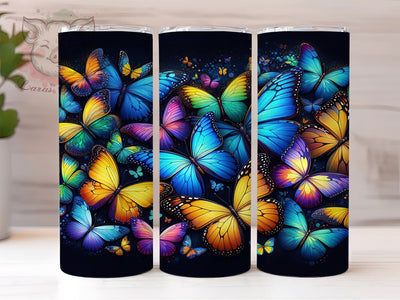 Neon Colorful Butterfly Landscape 20oz Tumbler Png, Straight & Tapered Tumbler Png, Neon Butterfly Tumbler Png, Digital Download PNG Sublimation Lara' s Designs 
