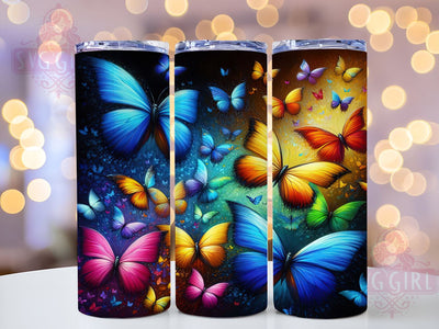 Neon Colorful Butterfly Landscape 20oz Tumbler Wrap Sublimation Design, Straight Tapered Tumbler Wrap, Neon Butterfly Tumbler Png, Instant Digital Download Sublimation SvggirlplusArt 