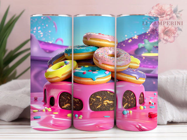 Neon Colorful Donut Tumbler, Vibrant Donut Pattern, Colorful Donut Design, 20Oz Sublimation Wrap, Glowing Donut Art, Sweet Treat Texture, Tumbler Sublimation Sublimation Li Zamperini 