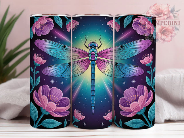 Neon Colorful Dragonfly Tumbler, Colorful Wrap, Glow Design, Sublimation Art, 20oz Tumbler, Nature Theme, Vibrant Style Sublimation Li Zamperini 