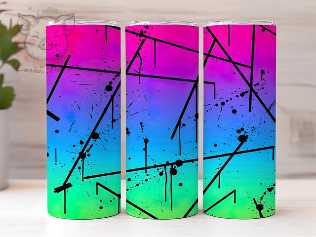 Neon Colorful Paint Splash Tumbler, Colorful Paint Pattern, Bright Neon Splatter, 20Oz Sublimation Wrap, Vibrant Paint Texture, Neon Splash Art, Tumbler Sublimation Sublimation Lara' s Designs 