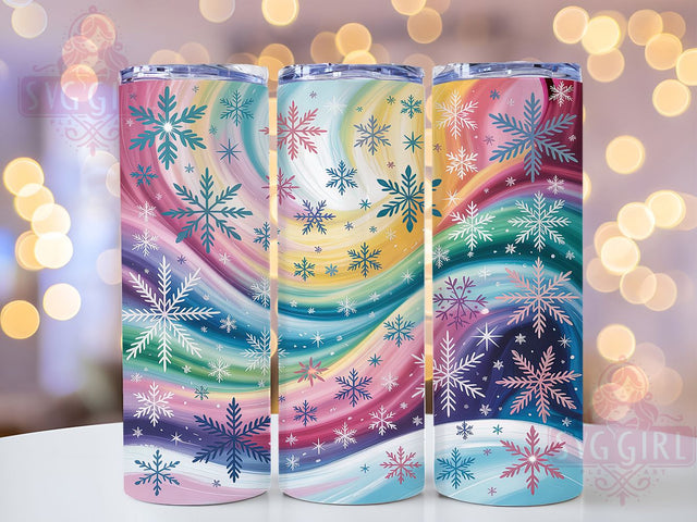 Neon Colorful Snowflake Tumbler, Bright Winter Design, Festive Glow Art, Colorful Snowflake Graphic, Vibrant Holiday Pattern, 20oz Tumbler, Sublimation Design Sublimation SvggirlplusArt 
