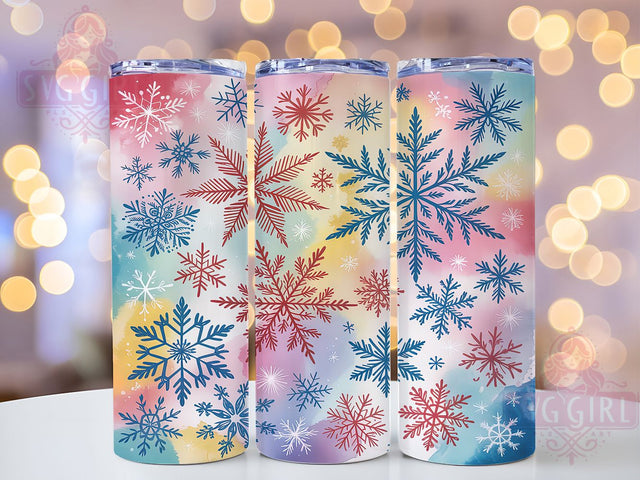 Neon Colorful Snowflake Tumbler, Bright Winter Design, Festive Glow Art, Colorful Snowflake Graphic, Vibrant Holiday Pattern, 20oz Tumbler, Sublimation Design Sublimation SvggirlplusArt 