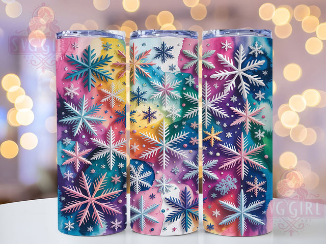 Neon Colorful Snowflake Tumbler, Bright Winter Design, Festive Glow Art, Colorful Snowflake Graphic, Vibrant Holiday Pattern, 20oz Tumbler, Sublimation Design Sublimation SvggirlplusArt 