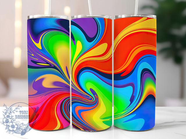 Neon Colorful Swirl Tumbler, Colorful Swirl Pattern, Glowing Abstract Design, 20Oz Sublimation Wrap, Vibrant Swirl Art, Neon Texture Pattern, Tumbler Sublimation Sublimation ToriDesigns 