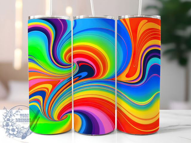 Neon Colorful Swirl Tumbler, Colorful Swirl Pattern, Glowing Abstract Design, 20Oz Sublimation Wrap, Vibrant Swirl Art, Neon Texture Pattern, Tumbler Sublimation Sublimation ToriDesigns 