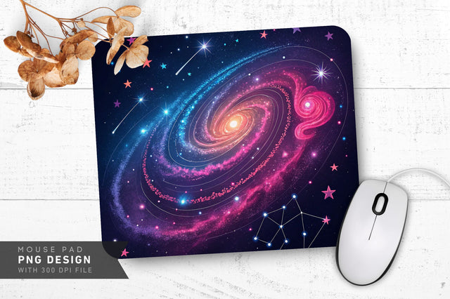 Neon Cosmic Galaxy Mouse Pad PNG Design Sublimation Regulrcrative 