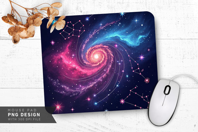 Neon Cosmic Galaxy Mouse Pad PNG Design Sublimation Regulrcrative 