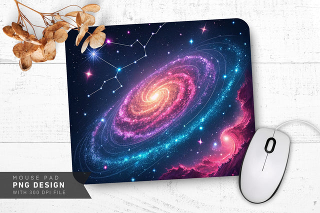 Neon Cosmic Galaxy Mouse Pad PNG Design Sublimation Regulrcrative 