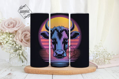 Neon Cow 20oz Tumbler Wrap Sublimation sassyprint 