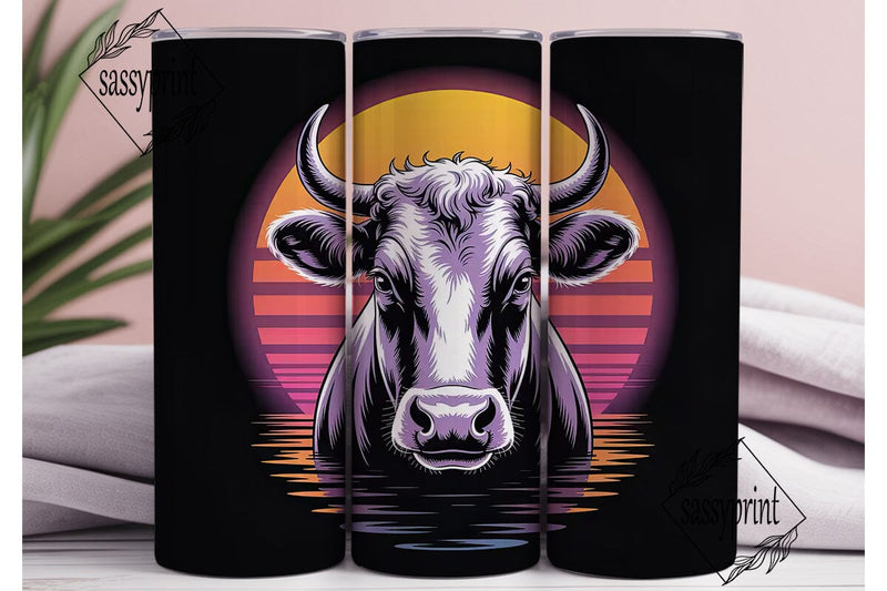 Neon Cow 20oz Tumbler Wrap Sublimation sassyprint 