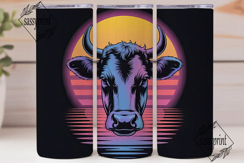 Neon Cow 20oz Tumbler Wrap Sublimation sassyprint 