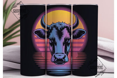 Neon Cow 20oz Tumbler Wrap Sublimation sassyprint 