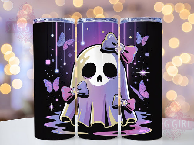 Neon Cute Ghost Halloween Tumbler, Spooky Bows Cup, Kawaii Ghost Wrap, 20Oz Sublimation Design, Bright Halloween Mug, Adorable Ghost Drinkware, Fun Spooky Tumbler Sublimation SvggirlplusArt 