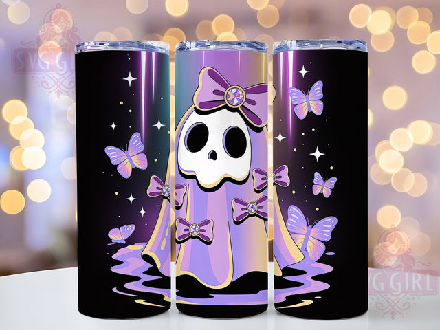 Neon Cute Ghost Halloween Tumbler, Spooky Bows Cup, Kawaii Ghost Wrap, 20Oz Sublimation Design, Bright Halloween Mug, Adorable Ghost Drinkware, Fun Spooky Tumbler Sublimation SvggirlplusArt 
