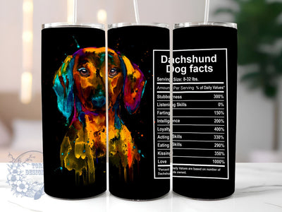 Neon Dachshund 20 oz Skinny Tumbler Sublimation Design, Dachshund Dog Facts Tumbler PNG, Straight & Tapered Tumbler Wrap PNG, Instant Digital Download PNG, Sublimation Designs Downloads Sublimation ToriDesigns 