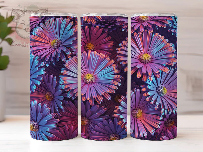Neon Daisy Spring Flower Tumbler, Spring Flower Tumbler, Bright Neon Wrap, Stylish 20oz Wrap, Sublimation Design, Trendy Gift Idea, Colorful Spring Wrap Sublimation Lara' s Designs 