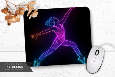 Neon Dancer Silhouette Mouse Pad PNG Design Sublimation Regulrcrative 