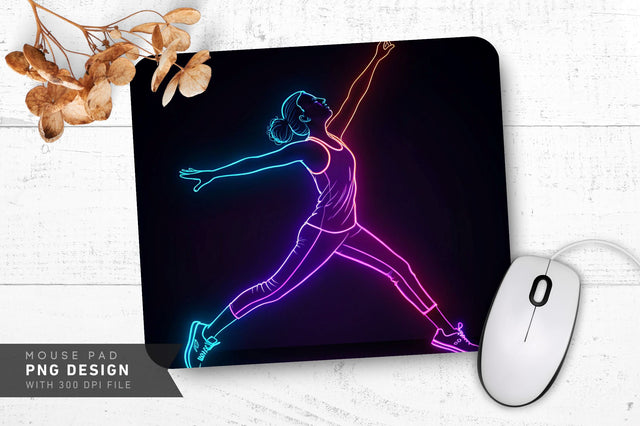 Neon Dancer Silhouette Mouse Pad PNG Design Sublimation Regulrcrative 