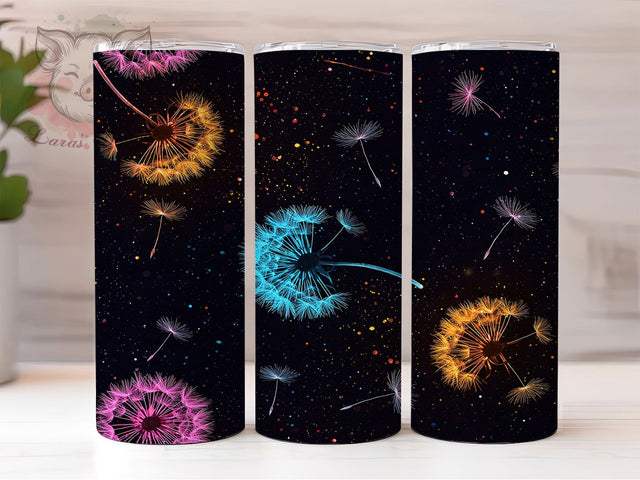 Neon Dandelion Pattern 20oz Colorful Tumbler, Neon Dandelion Design, Pattern Tumbler, Sublimation Wrap, 20oz Tumbler, Colorful Drinkware, Flower Gift, Bright Cup Sublimation Lara' s Designs 