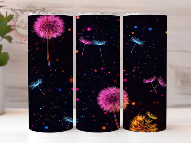 Neon Dandelion Pattern 20oz Colorful Tumbler, Neon Dandelion Design, Pattern Tumbler, Sublimation Wrap, 20oz Tumbler, Colorful Drinkware, Flower Gift, Bright Cup Sublimation Lara' s Designs 