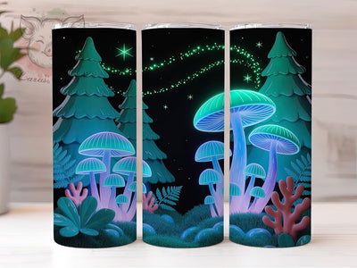 Neon Dark Forest Tumbler, Dark Wonderland, Vibrant Colors, Mystical Theme, Fantasy Style, 20Oz Tumbler, Sublimation Wrap Sublimation Lara' s Designs 