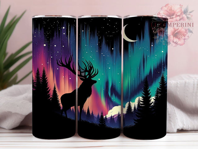 Neon Deer Hunter Outdoor Tumbler Wrap, Bright Buck Pattern, Hunting Life Cup, Neon Wildlife Art, Deer Hunter Present, Modern Hunting Style, Outdoor Sports Tumbler Sublimation Li Zamperini 