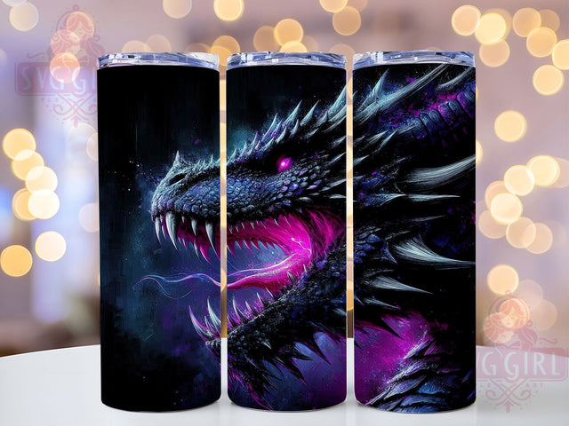 Neon Dragon Fantasy Tumbler, Neon Dragon Wrap, Fantasy Tumbler Art, Custom Cup Design, Dragon Sublimation Print, Mythical Beast Tumbler, Glowing Dragon Design Sublimation SvggirlplusArt 