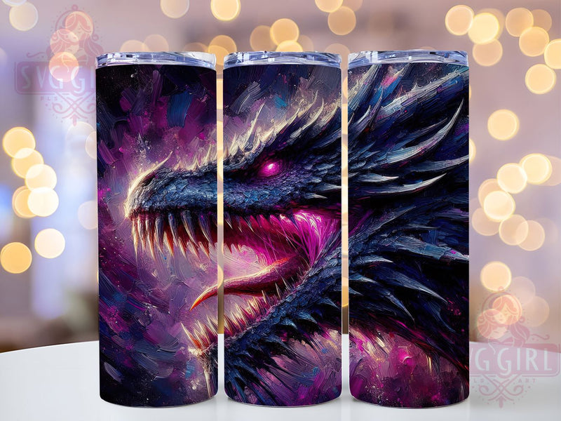 Neon Dragon Fantasy Tumbler, Neon Dragon Wrap, Fantasy Tumbler Art, Custom Cup Design, Dragon Sublimation Print, Mythical Beast Tumbler, Glowing Dragon Design Sublimation SvggirlplusArt 